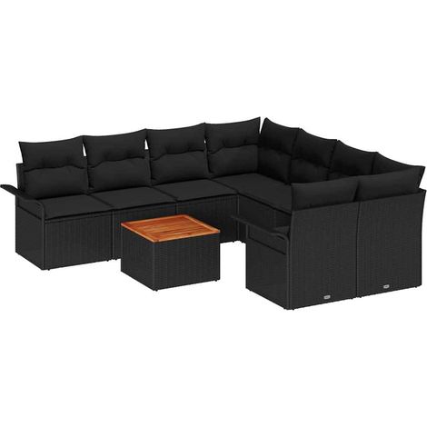 Maison Exclusive - Gartensofa-set mit Speicher 9 pcs Schwarz Poly