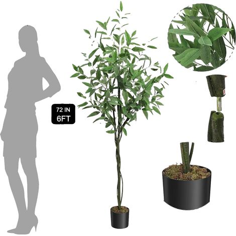Arbre en Eucalyptus Artificiel, Feuilles en Soie Réalistes, Décor Intérieur Extérieur, 180cm (1/2)