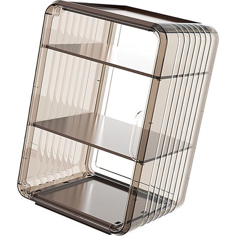Lot de 3 étagères marron pour rangement bouteilles d'eau en acrylique, solide, anti-poussière, facile à nettoyer, pour armoire ou bureau, grande capacité (1/5)