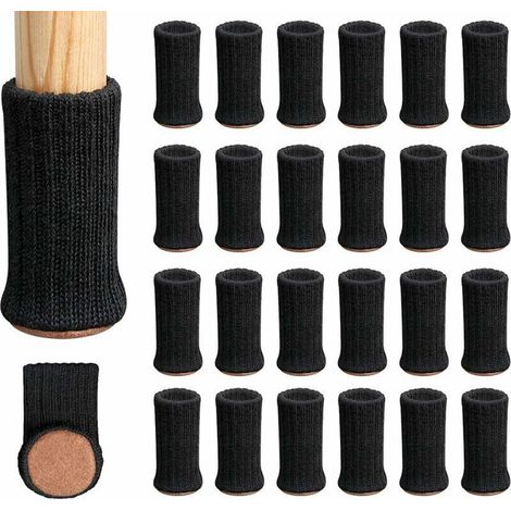 Chaussette Chaise - 24 Pièces - Pour Pieds de Chaise de 1 À 2 Pouces de Diamètre - Noir (1/5)