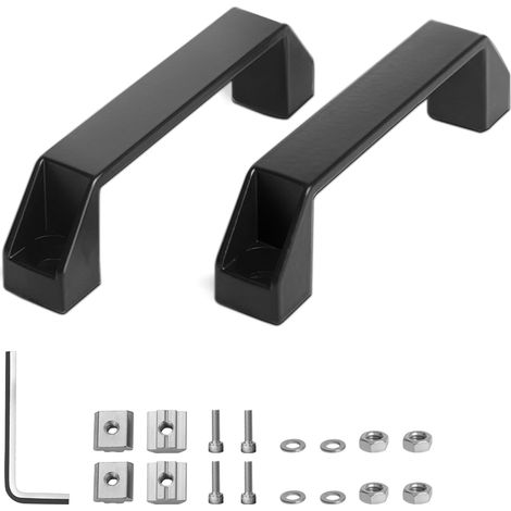 Poignées de Meuble 120MM Aluminium Noir Tirer Poignée, Poignée d'équipement Industriel Poignée Armoire Industrielle pour Armoires à Tiroirs de Garde Robe, Profilé en Aluminium Série 30 (1/5)