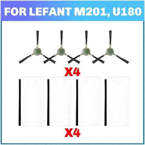 Pièces détachées et accessoires pour aspirateurs robots Lefant M201, U180 / OKP Life K8 / MyGenie H20 Wifi : brosse latérale et filtre HEPA (1/5)