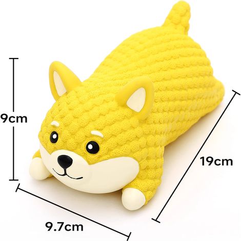Jouet pour chien en latex Shiba Inu couché taille M, jouet dentition bruiteur résistant aux morsures pour chiot, Bichon, Corgi et chien de taille moyenne (1/5)