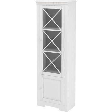 LisaVitrine avec 1 porte + 1 porte en pin blanc (1/5)
