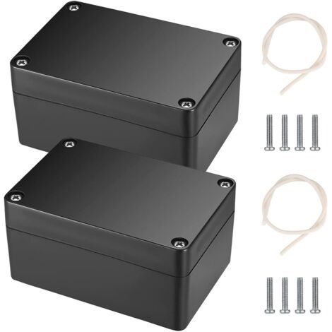 2 Pièces Boîte de Jonction pour Électronique, Boite de Derivation Etanche IP65 Electrique Exterieur, Boitier Electronique de Câbe Plastique pour Bricolage Électronique - 100 x 68 x 50 mm/Noir (1/5)