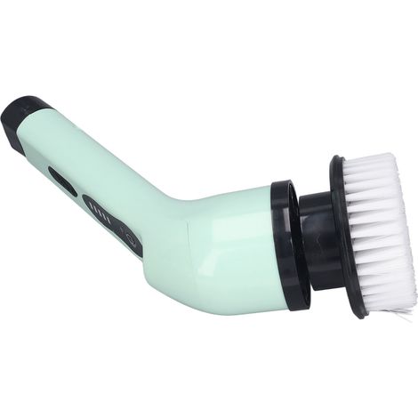 Brosse électrique portative avec manche extensible réglable, puissante et ultra-efficace, pour salle de bain et cuisine, 3 têtes, verte.