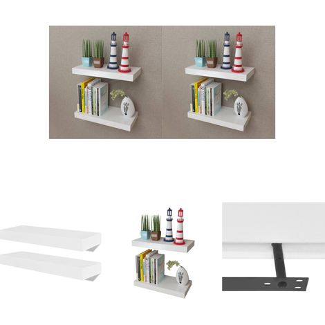 The Living Store Wandregale 4 Stk. Weiß 40 cm - Wandregale (1/5)
