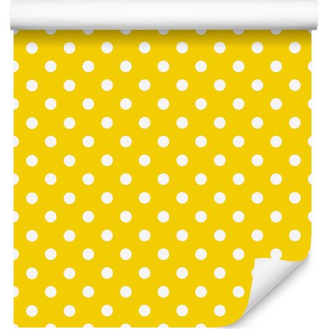 Papier peint à pois jaunes, détails raffinés pour salon et chambre 50x1000 cm (1/5)
