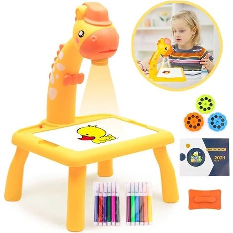 Tableau de Dessin Effaçable avec Projection et Musique Lumineuse pour Enfants, Girafe Jaune (1/5)