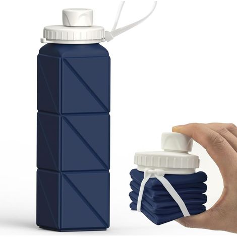 Gourde portable et pliable, sans BPA, en silicone alimentaire, réutilisable pour les activités de plein air, les voyages, la randonnée, le sport, compacte, légère, facile à transporter et étanche. (1/4)
