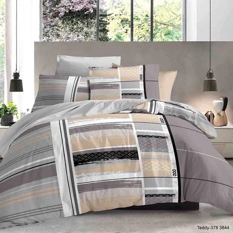 Parure de couette 3 Pièces réversible 260 x 240 cm King Size "Teddy" Coton Pur -  -
