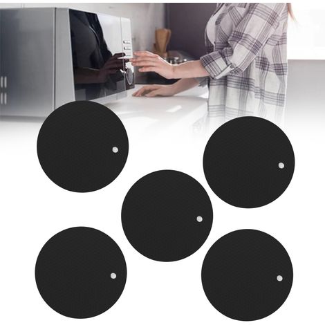 Tapis rond en silicone alvéolé, tapis isolant thermique pour friteuse, tapis résistant aux hautes températures, tapis rond en silicone pour bols, noir (1/5)