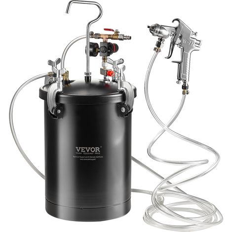 Vevor – Réservoir de peinture sous pression 15 L – Pistolet pulvérisateur 4 mm – Pression réglable 60 psi – Tuyau 3 m pour peinture intérieure et extérieure