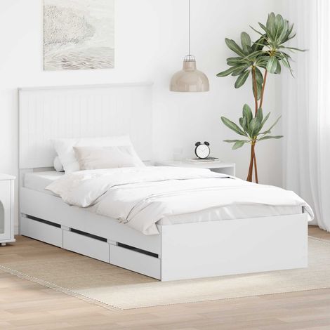 Bed Frame with Drawer White 100 x 200 cm Engineer Wood vidaXL (1/5)
