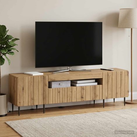 Beyamis Meuble TV LED en chêne massif, fabriqué à la main. Bois d'ingénierie. (1/5)