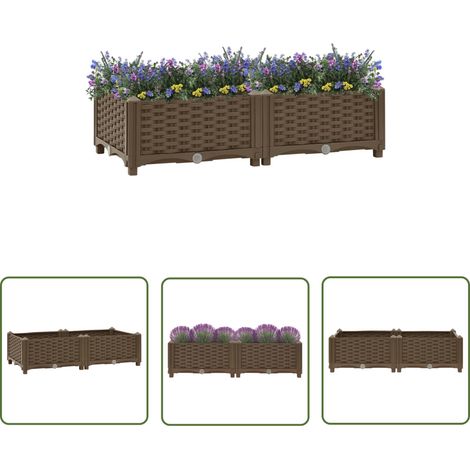 The Living Store Lit surélevé 80x40x23 cm Polypropylène - Jardin - Balcon - Terrasse - Pots De Fleurs - Jardinière (1/5)