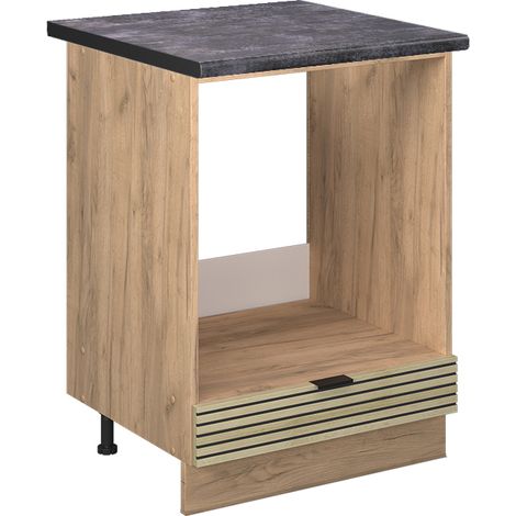 Herdumbauschrank Fame-Line, Eiche Paneel, 60 cm , AP Anthrazit, Vicco