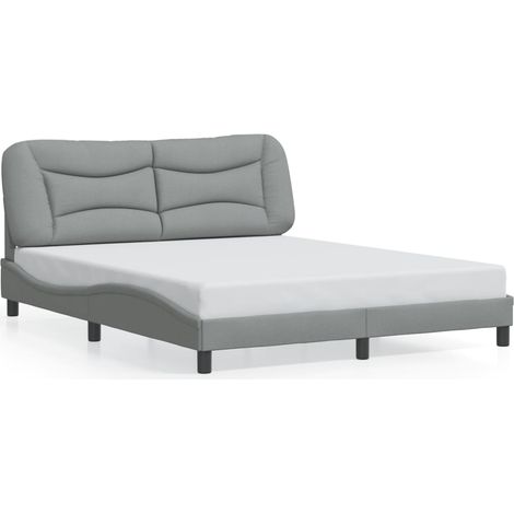 Lit double,Lit adulte,Cadre de lit sans matelas Hvar gris clair 160x200 cm tissu CFW7550250 (1/5)