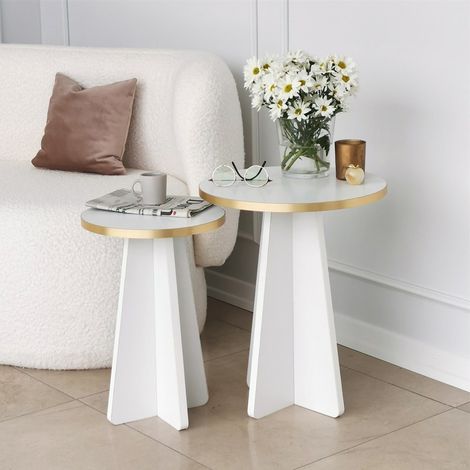 Couch-Tisch Cardito, modular, rund, Gestellfarbe Gold, 40x40x50h cm, Weiß (1/5)