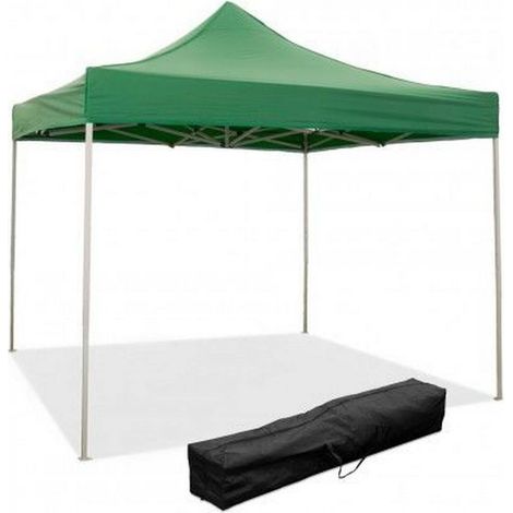 Cenador plegable plegable 3 x 3 m Verde revestido en PVC impermeable