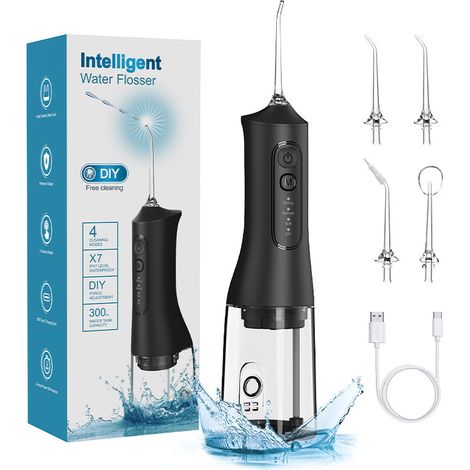 Hydropulseur portable, 300 ml, rechargeable, étanche, 4 modes, nettoyeur de fil dentaire (1/5)