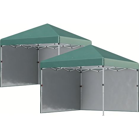 2er-Set  pavillon ca.3x3m, wasserabweisend Stabil Winterfest Pop-up Faltpavillon mit 2 Seitenwänden, UV Schutz 30+, Faltbar Partyzelt Gartenzelt mit Tasche, Gartenpavillon für Camping, Garten, Grün