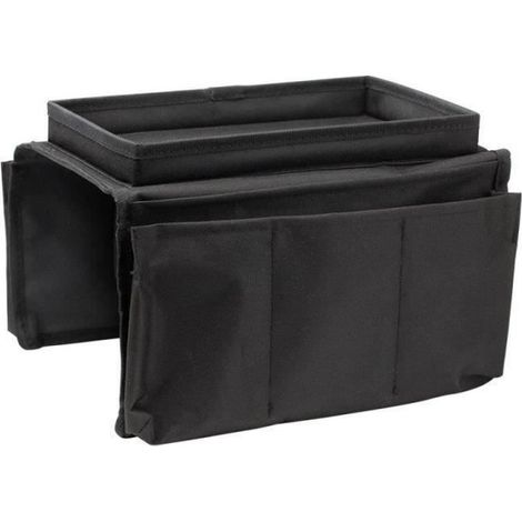 Porte télécommande - Organisateur d'accoudoir - Noir - 30,5 cm - 6 poches latérales (1/4)