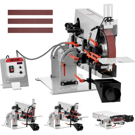 VEVOR Lijadora de Banda de 1500 W con VFD Velocidad Variable 600 a 6000 RPM, 32 m/s Motor sin Escobillas, Amoladora de Lijado 1829 x 51 mm, 3 Modos, 3 Bandas para Metal Acero Taller Madera Cuchillos (1/5)