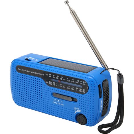 Radio solaire à manivelle AM/FM SW1/SW2, lampe torche LED multibande pour le camping et les situations d'urgence en extérieur (bleu) (1/5)