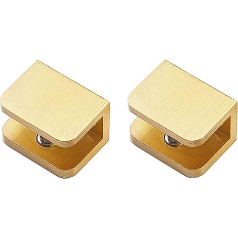 Sollbry Lot de 2 pinces de serrage pour verre, support de tablette en verre sans perçage (10 mm à 12 mm, Doré) (1/5)