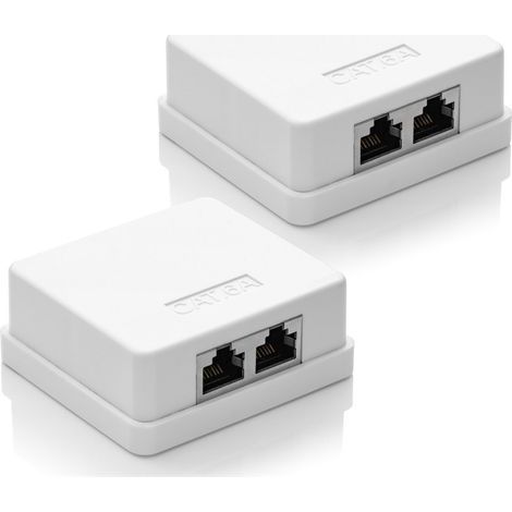 2 prises réseau CAT 6a, 2 prises FTP RJ45, câble de montage mural Ethernet 10 Gbit LAN blindé, blanc