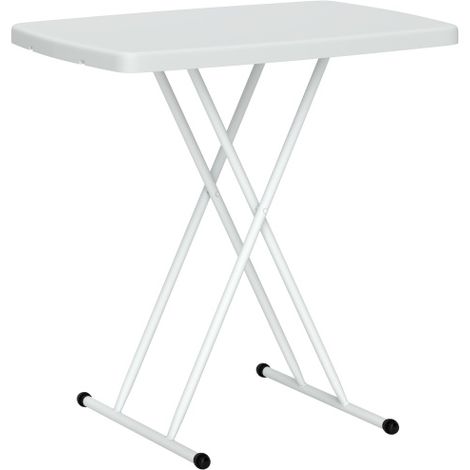 Beistelltisch Garten höhenverstellbar Gartentisch, klappbar Balkontisch aus Kunststoff, rechteckig Kaffeetisch 50kg belastbar, 76x50x74H cm Sofatisch für Outdoor Indoor Balkon Terrasse Weiß