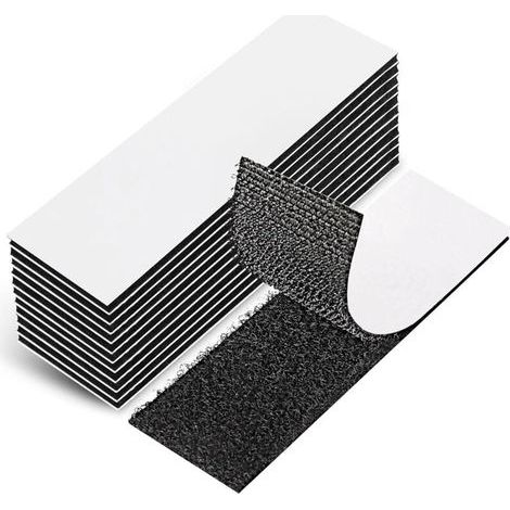 12 Pièces Scratch Autocollant Double Face， 3 x 10cm Puissant Scotch Scratch pour La Maison Et Le Bureau Noir Amovible et Réutilisable Bande Scratch Adhésive (1/4)