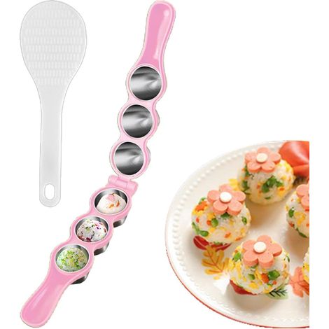 Ensemble de moules à sushis sphériques - Outil de façonnage en acier inoxydable 304, durable et de qualité alimentaire, avec presse et design antiadhésif Kit d'outils de décoration pour sushis maison (1/5)