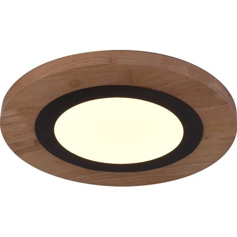 Plafón redondo LED regulación Smart "Hasbi" (20W 3CCT 1200lm) – Madera/Negro (1/3)