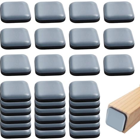 30 Stück 20 x 20 mm große, quadratische Möbelgleiter, selbstklebende PTFE-Teflongleiter, Gleiter für Stühle und schwere Möbel, Bodenschutz für Parkett und Fliesen (1/4)