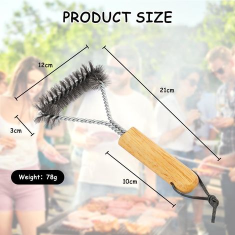 Flintronic Brosse Nettoyage Barbecue, Brosse Barbecue Manche en Bois, Brosses pour Barbecue en Acier Inoxydable résistant pour Nettoyer Rapidement Tous Les Grils (1/4)