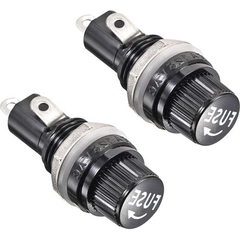 Lot de 2 Supports de Fusible Filetés (5x20mm, 125V/15A) Noirs, pour Montage sur Panneau Radio/Audio Auto
