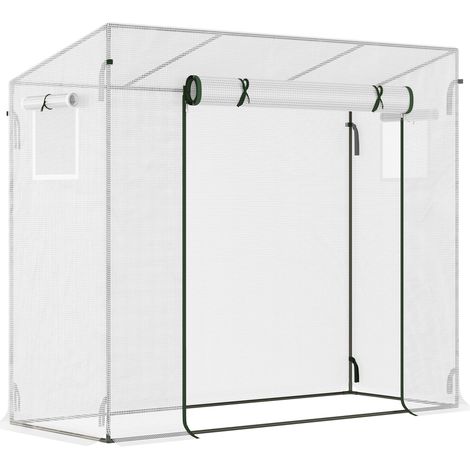 Serra da Giardino con Porta Avvolgibile 200x76x168 cm in Acciaio e PE Bianca (1/5)