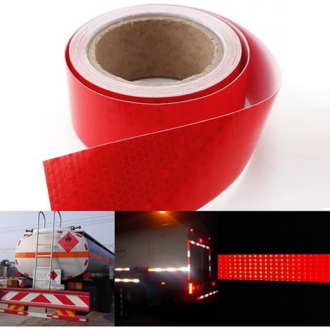 Ruban autocollant réfléchissant rouge 10m x 5cm pour sécurité routière (1/4)
