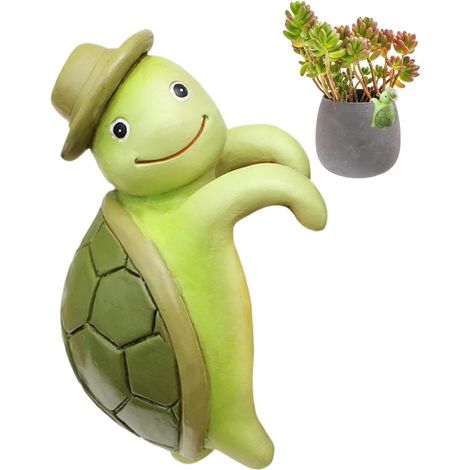 Pot de fleurs tortue, statue en résine, adorable support pour, résistant aux intempéries, 80 g (1/5)