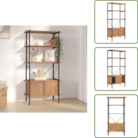 The Living Store Regal mit 5 Böden und Schrank 80x40x163 cm Stahl Holzwerkstoff - Bücherregal - Stahlregal - Regal Mit Schubladen - Raumtrenner - Etagenregal (1/5)