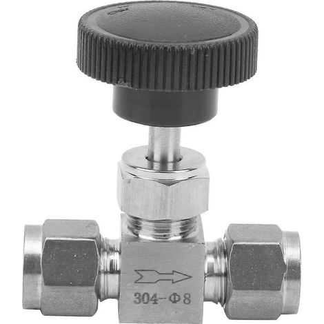 Vanne en acier inoxydable 304, vanne à pointeau haute pression à 2 voies pour la régulation du débit d'eau, de gaz, d'huile et autres liquides, Ф8 (1/4)
