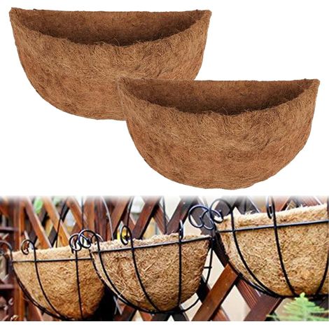 Doublures en fibre de coco pour paniers suspendus, lot 2 semi circulaires 30 cm (1/5)