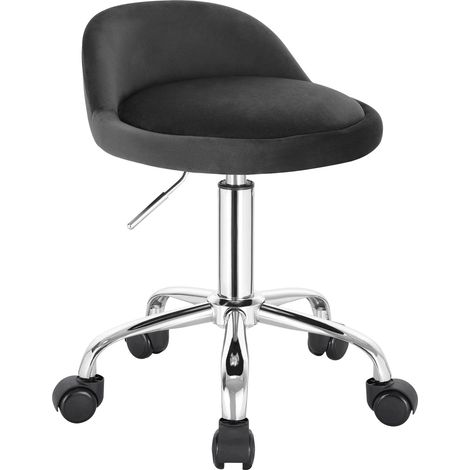 Fauteuil de travail velours gris foncé – Roulettes – Réglable – Dossier bas – Bascule – Pour ordinateur ou atelier (1/5)