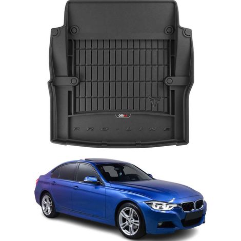 Tapis de Coffre 3D TPE Premium Compatible avec BMW Série 3 F30 2011-2018 - Bac de Protection de Coffre Intérieur antidérapant Revêtement de Coffre Bords Hauts pour Voiture Noir