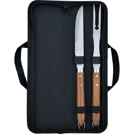Set de 2 ustensiles pour barbecue : couteau et fourchette - marron - Sève