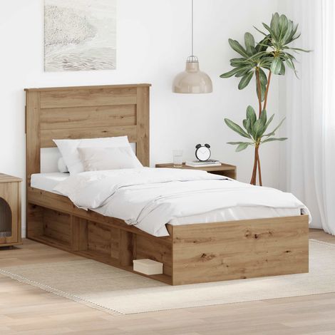 Bed Frame with Storage Artisian Oak 75 x 190 cm Solid Pine Wood vidaXL (1/5)