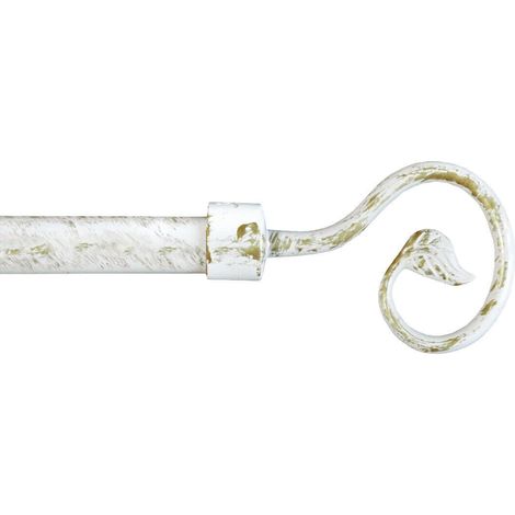 Bastone Tenda Estendibile 160-300 cm Ferro Asta Anelli Staffe Stile Shabby Chic - Ricciolo