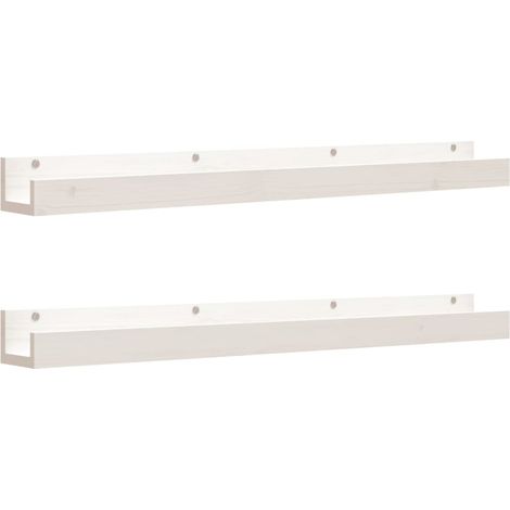 Maison Exclusive - Wandregale 2 Stk. Weiß 110x12x9 cm Massivholz (1/5)